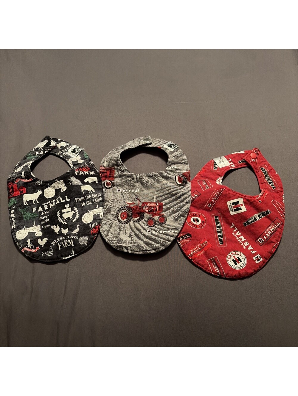 Set of 3 IH McCormick Farmall Tractor Cotton Bibs